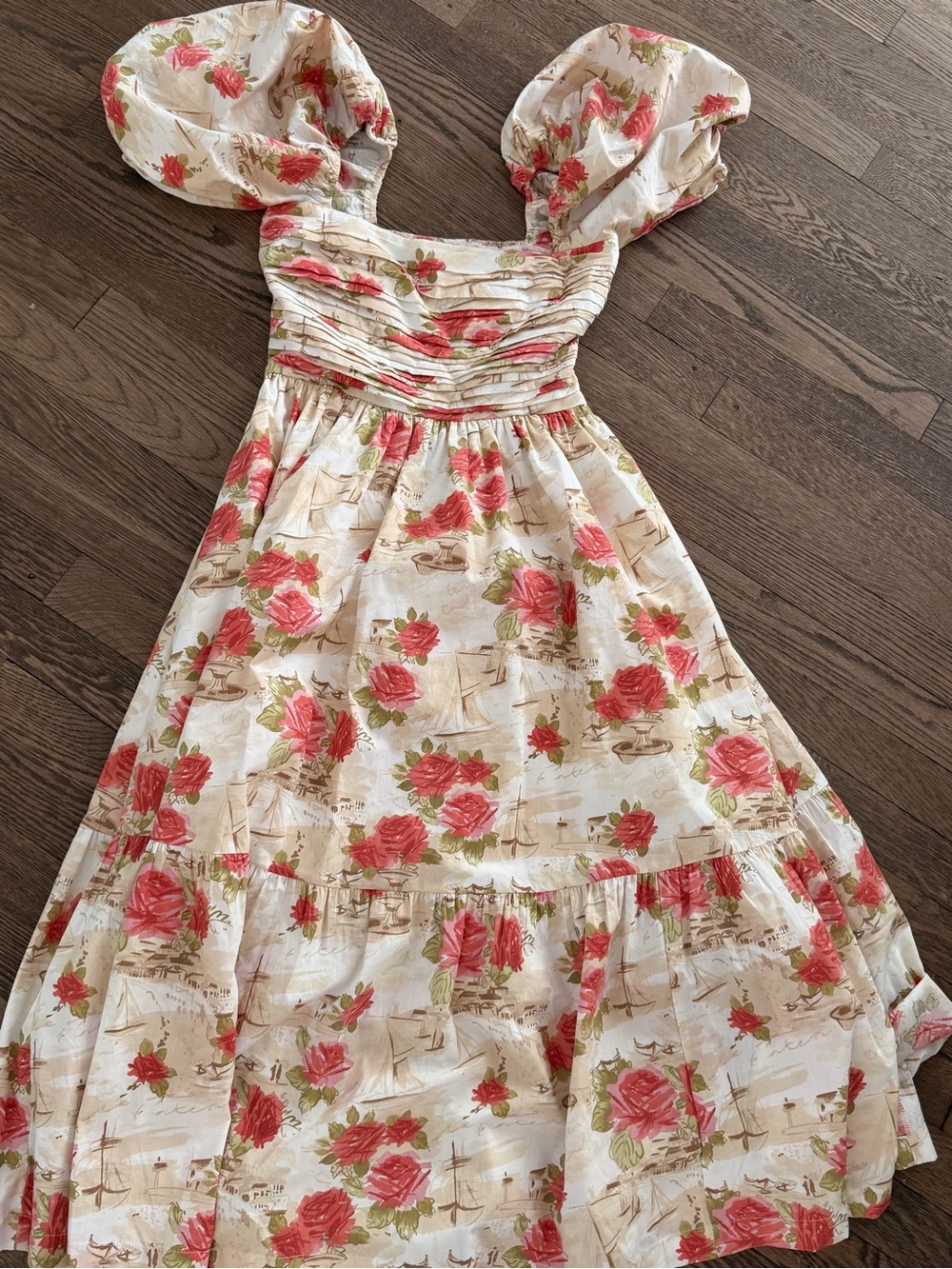 Abercrombie & Fitch Cream Maxi Dress with Pink Floral Print